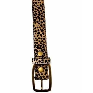 NEW CHARLIE LEATHER women's kallyn wide exotic belt in baby cheetah